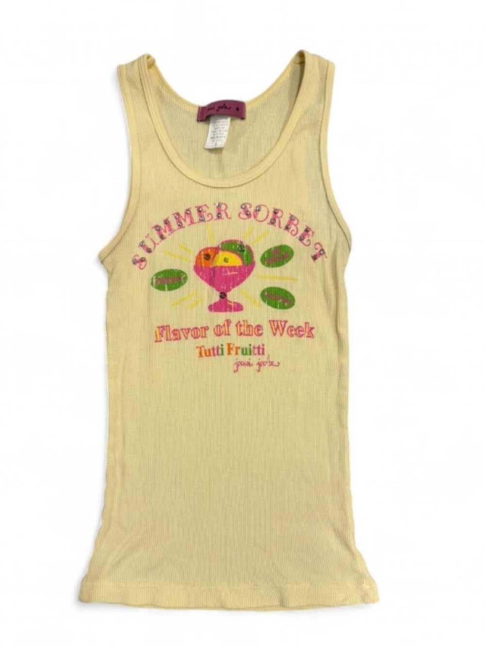 Vintage Joomi Joolz Summer Sorbet Tutti Frutti Pastel Yellow Tank Top